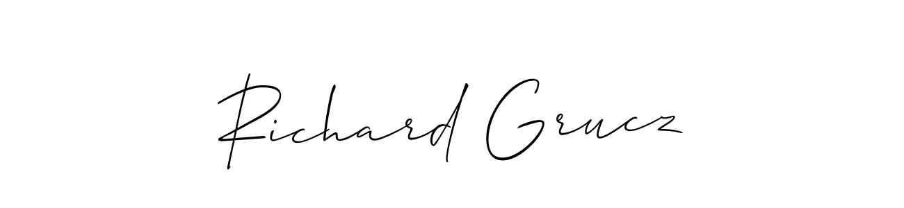 You should practise on your own different ways (Allison_Script) to write your name (Richard Grucz) in signature. don't let someone else do it for you. Richard Grucz signature style 2 images and pictures png