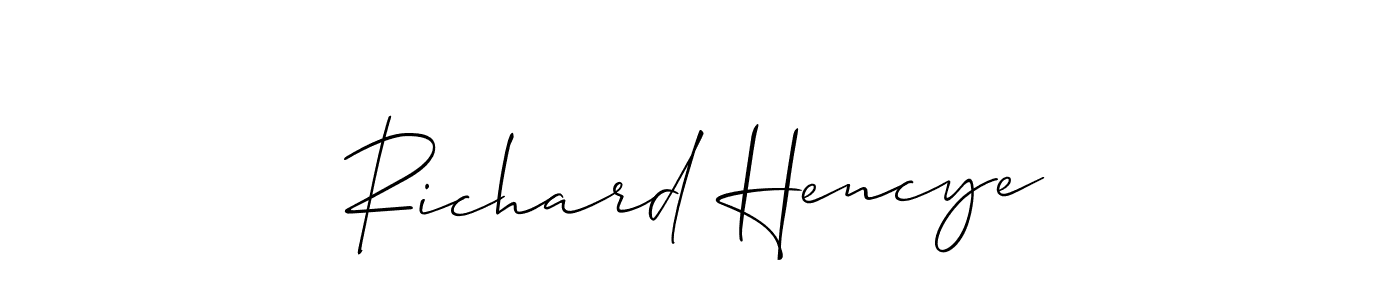 Create a beautiful signature design for name Richard Hencye. With this signature (Allison_Script) fonts, you can make a handwritten signature for free. Richard Hencye signature style 2 images and pictures png