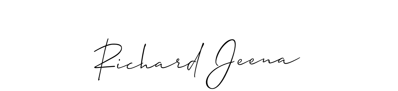 How to make Richard Jeena name signature. Use Allison_Script style for creating short signs online. This is the latest handwritten sign. Richard Jeena signature style 2 images and pictures png