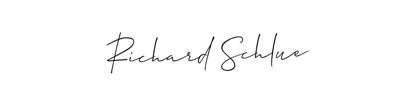 The best way (Allison_Script) to make a short signature is to pick only two or three words in your name. The name Richard Schlue include a total of six letters. For converting this name. Richard Schlue signature style 2 images and pictures png