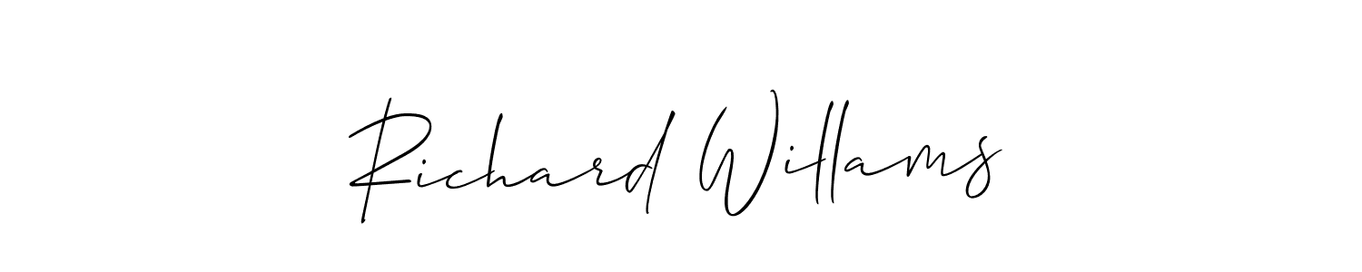 Use a signature maker to create a handwritten signature online. With this signature software, you can design (Allison_Script) your own signature for name Richard Willams. Richard Willams signature style 2 images and pictures png