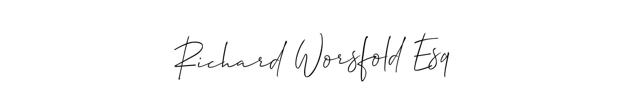 How to make Richard Worsfold Esq name signature. Use Allison_Script style for creating short signs online. This is the latest handwritten sign. Richard Worsfold Esq signature style 2 images and pictures png