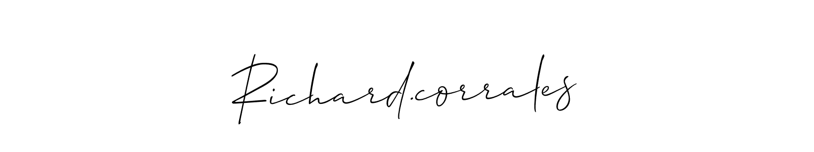 How to make Richard.corrales name signature. Use Allison_Script style for creating short signs online. This is the latest handwritten sign. Richard.corrales signature style 2 images and pictures png