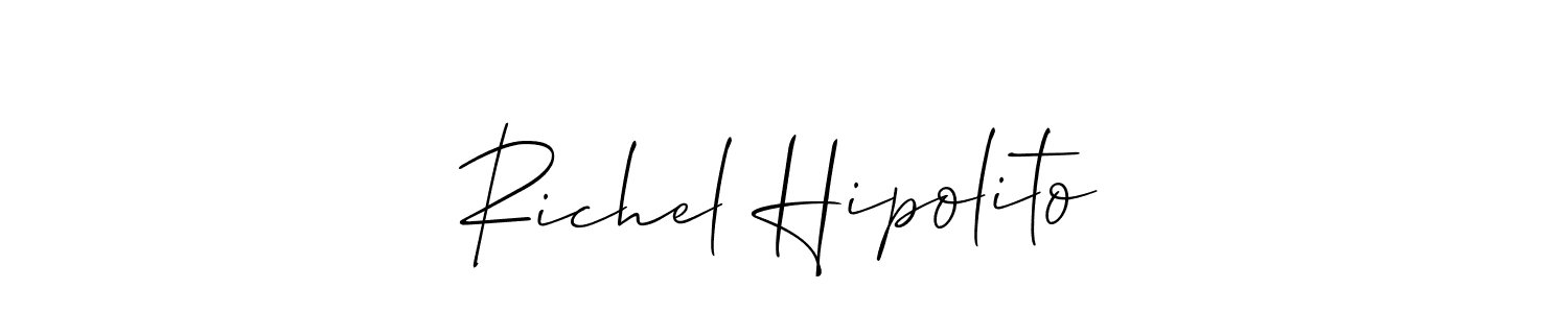 Allison_Script is a professional signature style that is perfect for those who want to add a touch of class to their signature. It is also a great choice for those who want to make their signature more unique. Get Richel Hipolito name to fancy signature for free. Richel Hipolito signature style 2 images and pictures png