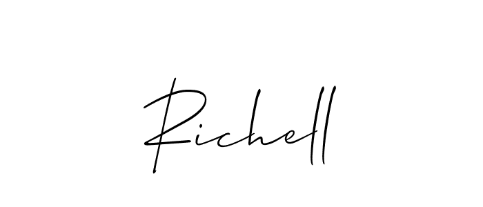 Use a signature maker to create a handwritten signature online. With this signature software, you can design (Allison_Script) your own signature for name Richell. Richell signature style 2 images and pictures png