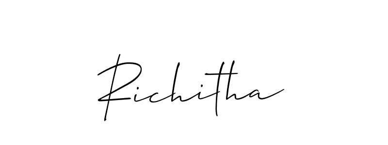 Create a beautiful signature design for name Richitha. With this signature (Allison_Script) fonts, you can make a handwritten signature for free. Richitha signature style 2 images and pictures png