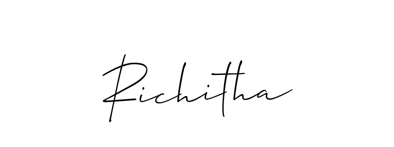 Also You can easily find your signature by using the search form. We will create Richitha name handwritten signature images for you free of cost using Allison_Script sign style. Richitha signature style 2 images and pictures png