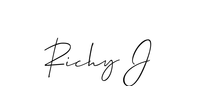 Make a beautiful signature design for name Richy J. With this signature (Allison_Script) style, you can create a handwritten signature for free. Richy J signature style 2 images and pictures png