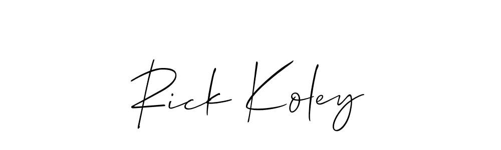 The best way (Allison_Script) to make a short signature is to pick only two or three words in your name. The name Rick Koley include a total of six letters. For converting this name. Rick Koley signature style 2 images and pictures png