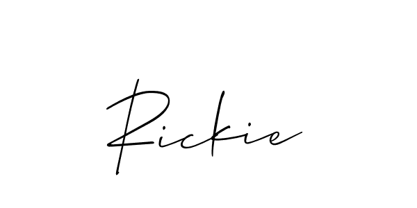 It looks lik you need a new signature style for name Rickie. Design unique handwritten (Allison_Script) signature with our free signature maker in just a few clicks. Rickie signature style 2 images and pictures png