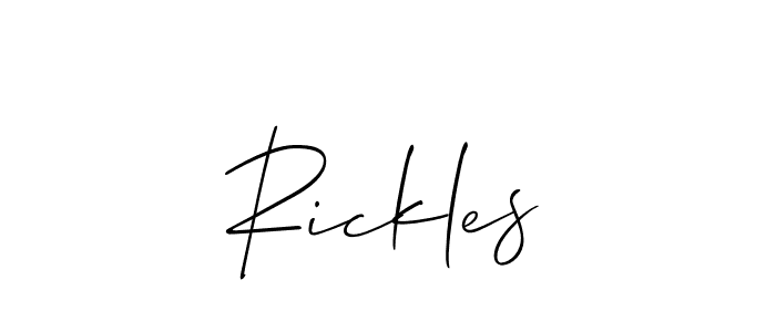 You should practise on your own different ways (Allison_Script) to write your name (Rickles) in signature. don't let someone else do it for you. Rickles signature style 2 images and pictures png