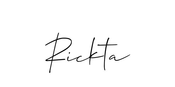 You can use this online signature creator to create a handwritten signature for the name Rickta. This is the best online autograph maker. Rickta signature style 2 images and pictures png