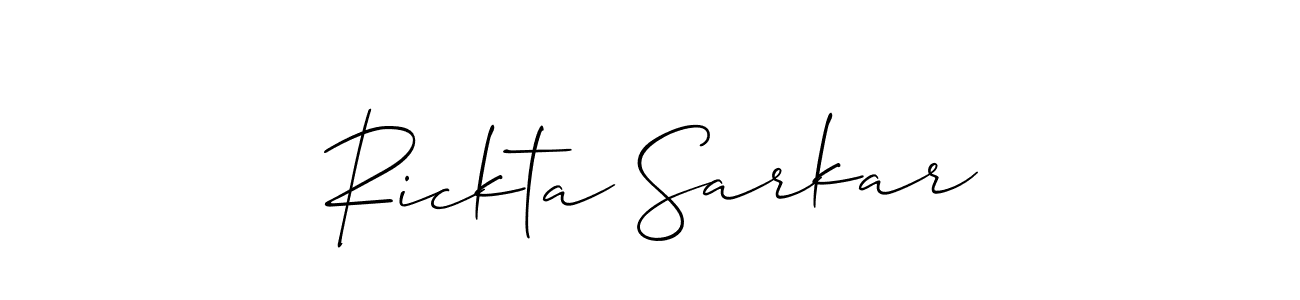 It looks lik you need a new signature style for name Rickta Sarkar. Design unique handwritten (Allison_Script) signature with our free signature maker in just a few clicks. Rickta Sarkar signature style 2 images and pictures png