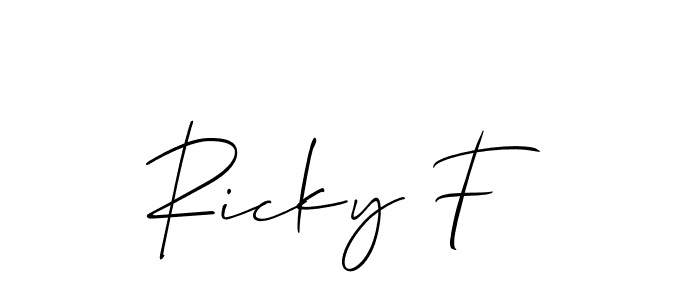 It looks lik you need a new signature style for name Ricky F. Design unique handwritten (Allison_Script) signature with our free signature maker in just a few clicks. Ricky F signature style 2 images and pictures png