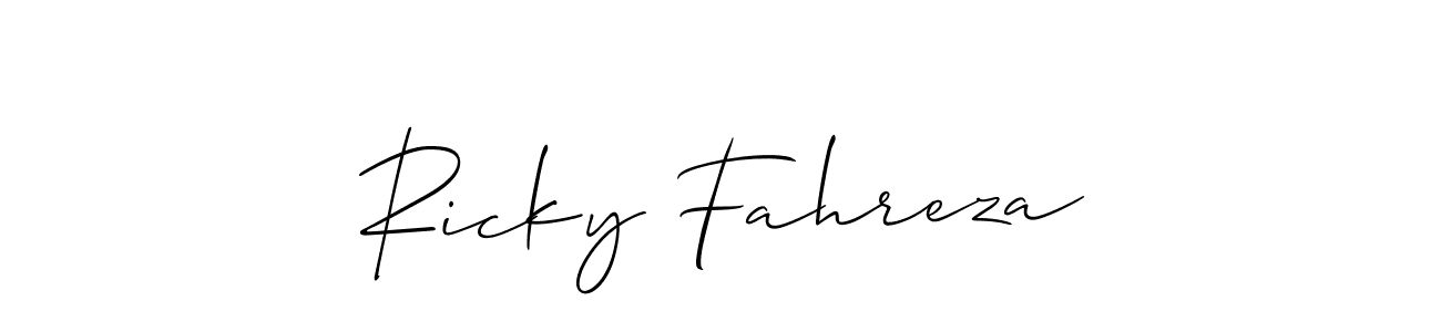 Make a beautiful signature design for name Ricky Fahreza. With this signature (Allison_Script) style, you can create a handwritten signature for free. Ricky Fahreza signature style 2 images and pictures png