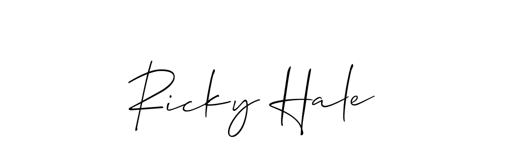 How to make Ricky Hale name signature. Use Allison_Script style for creating short signs online. This is the latest handwritten sign. Ricky Hale signature style 2 images and pictures png