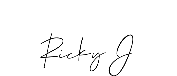It looks lik you need a new signature style for name Ricky J. Design unique handwritten (Allison_Script) signature with our free signature maker in just a few clicks. Ricky J signature style 2 images and pictures png