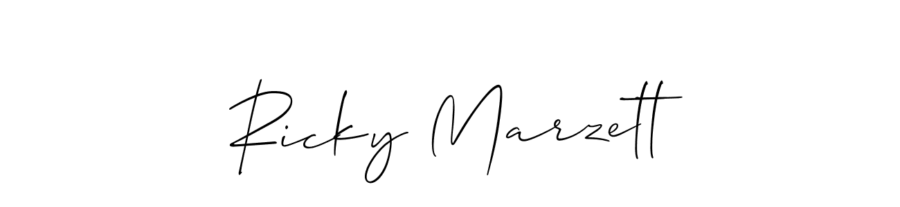 The best way (Allison_Script) to make a short signature is to pick only two or three words in your name. The name Ricky Marzett include a total of six letters. For converting this name. Ricky Marzett signature style 2 images and pictures png