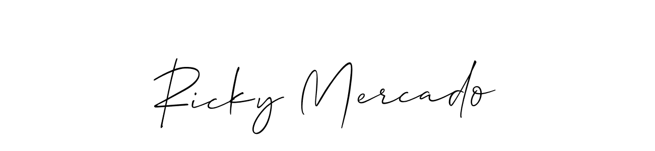 The best way (Allison_Script) to make a short signature is to pick only two or three words in your name. The name Ricky Mercado include a total of six letters. For converting this name. Ricky Mercado signature style 2 images and pictures png