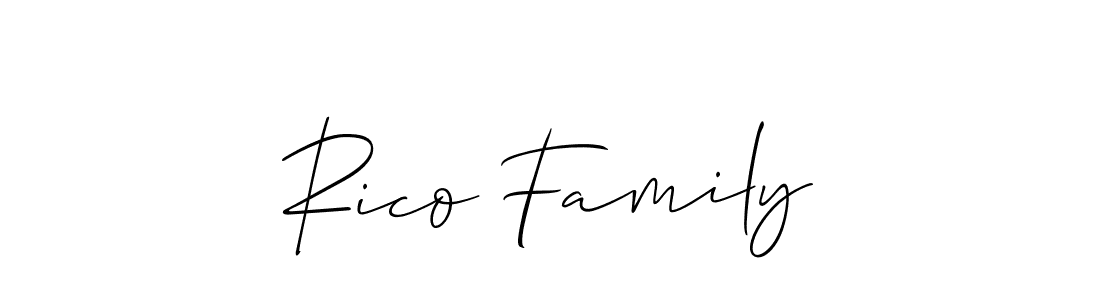 It looks lik you need a new signature style for name Rico Family. Design unique handwritten (Allison_Script) signature with our free signature maker in just a few clicks. Rico Family signature style 2 images and pictures png