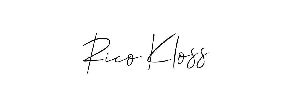 You should practise on your own different ways (Allison_Script) to write your name (Rico Kloss) in signature. don't let someone else do it for you. Rico Kloss signature style 2 images and pictures png