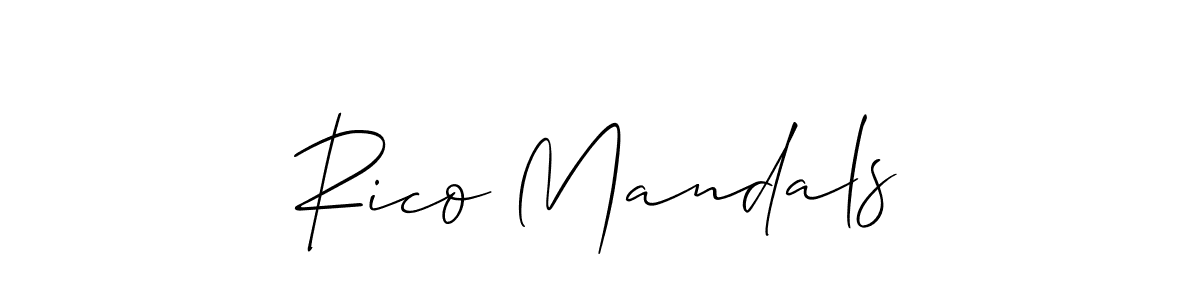 Also You can easily find your signature by using the search form. We will create Rico Mandals name handwritten signature images for you free of cost using Allison_Script sign style. Rico Mandals signature style 2 images and pictures png