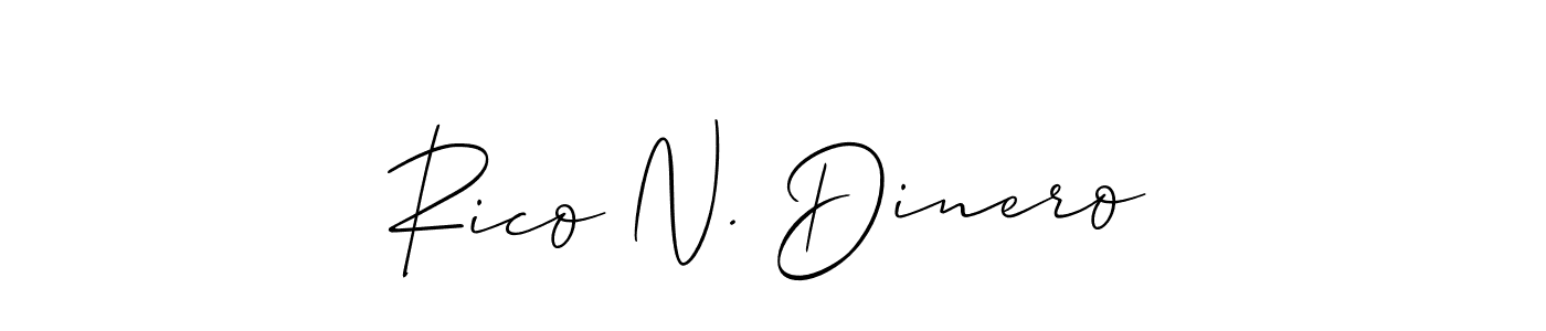 How to make Rico N. Dinero name signature. Use Allison_Script style for creating short signs online. This is the latest handwritten sign. Rico N. Dinero signature style 2 images and pictures png