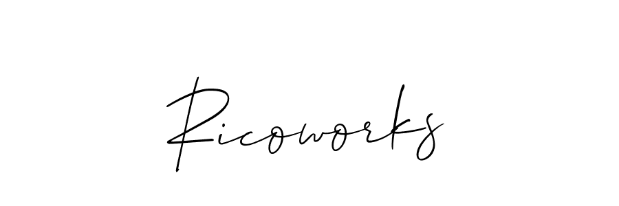 if you are searching for the best signature style for your name Ricoworks. so please give up your signature search. here we have designed multiple signature styles  using Allison_Script. Ricoworks signature style 2 images and pictures png