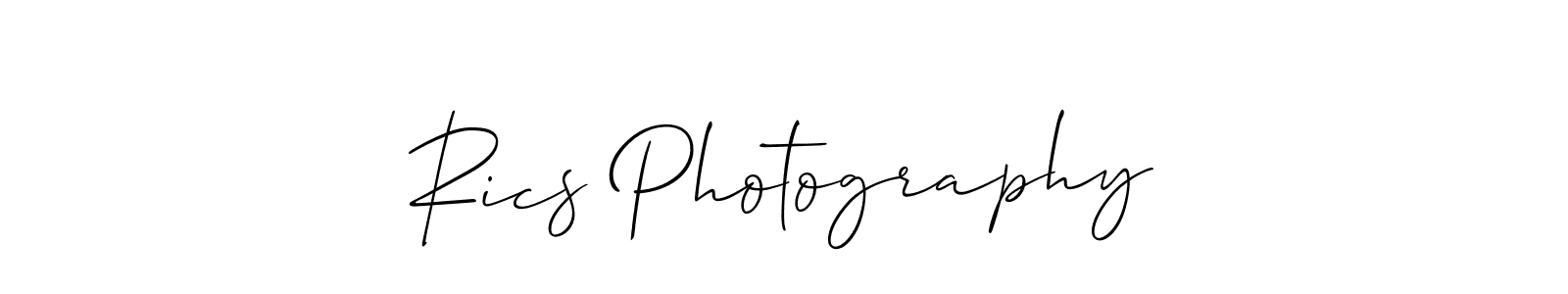 Also You can easily find your signature by using the search form. We will create Rics Photography name handwritten signature images for you free of cost using Allison_Script sign style. Rics Photography signature style 2 images and pictures png