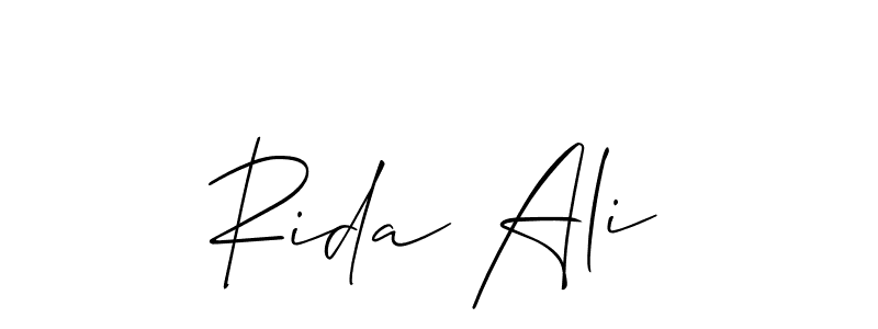 Make a beautiful signature design for name Rida Ali. With this signature (Allison_Script) style, you can create a handwritten signature for free. Rida Ali signature style 2 images and pictures png