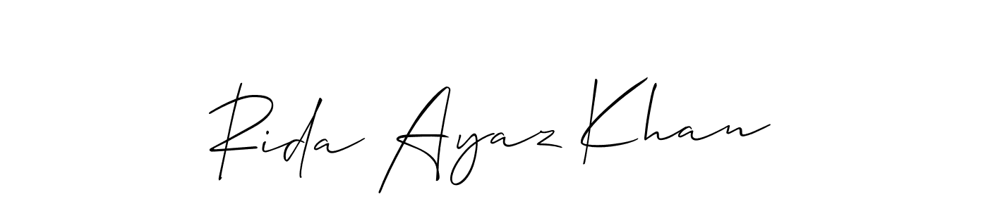 It looks lik you need a new signature style for name Rida Ayaz Khan. Design unique handwritten (Allison_Script) signature with our free signature maker in just a few clicks. Rida Ayaz Khan signature style 2 images and pictures png