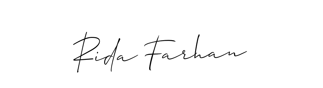 How to make Rida Farhan name signature. Use Allison_Script style for creating short signs online. This is the latest handwritten sign. Rida Farhan signature style 2 images and pictures png