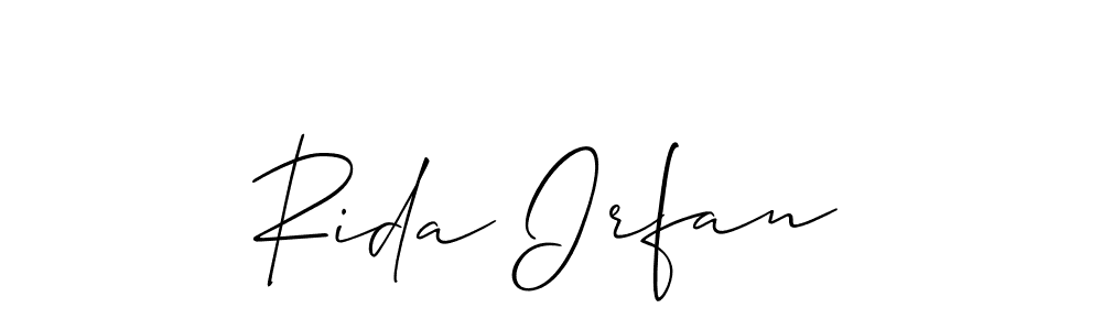 Make a beautiful signature design for name Rida Irfan. With this signature (Allison_Script) style, you can create a handwritten signature for free. Rida Irfan signature style 2 images and pictures png