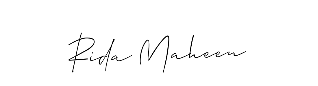 The best way (Allison_Script) to make a short signature is to pick only two or three words in your name. The name Rida Maheen include a total of six letters. For converting this name. Rida Maheen signature style 2 images and pictures png