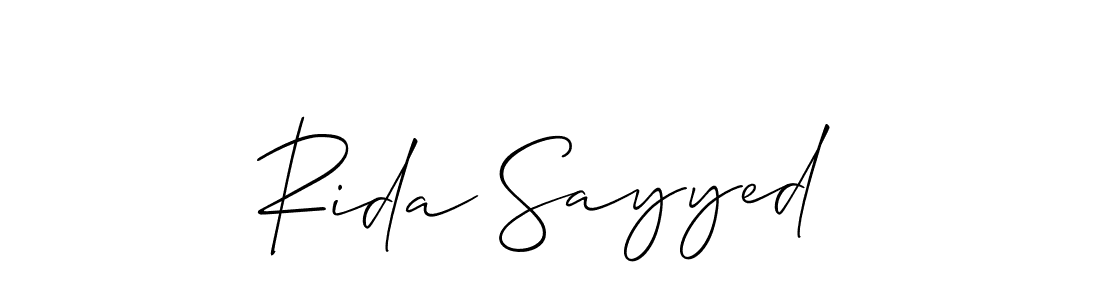 Make a beautiful signature design for name Rida Sayyed. With this signature (Allison_Script) style, you can create a handwritten signature for free. Rida Sayyed signature style 2 images and pictures png