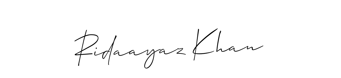 Make a beautiful signature design for name Ridaayaz Khan. With this signature (Allison_Script) style, you can create a handwritten signature for free. Ridaayaz Khan signature style 2 images and pictures png