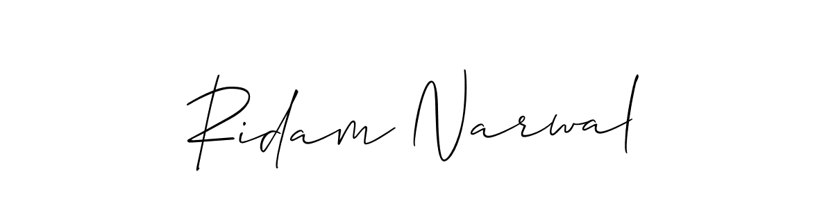 How to make Ridam Narwal name signature. Use Allison_Script style for creating short signs online. This is the latest handwritten sign. Ridam Narwal signature style 2 images and pictures png