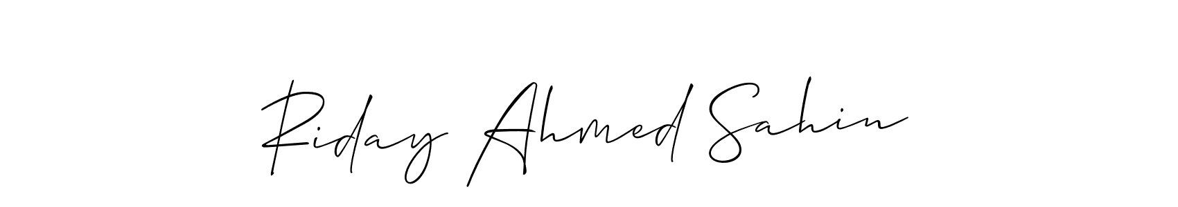 How to make Riday Ahmed Sahin signature? Allison_Script is a professional autograph style. Create handwritten signature for Riday Ahmed Sahin name. Riday Ahmed Sahin signature style 2 images and pictures png