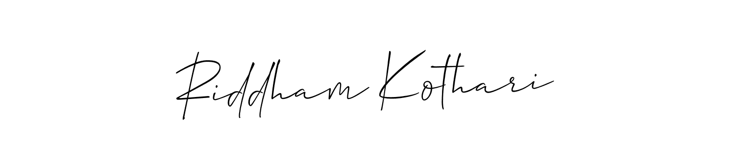 Design your own signature with our free online signature maker. With this signature software, you can create a handwritten (Allison_Script) signature for name Riddham Kothari. Riddham Kothari signature style 2 images and pictures png