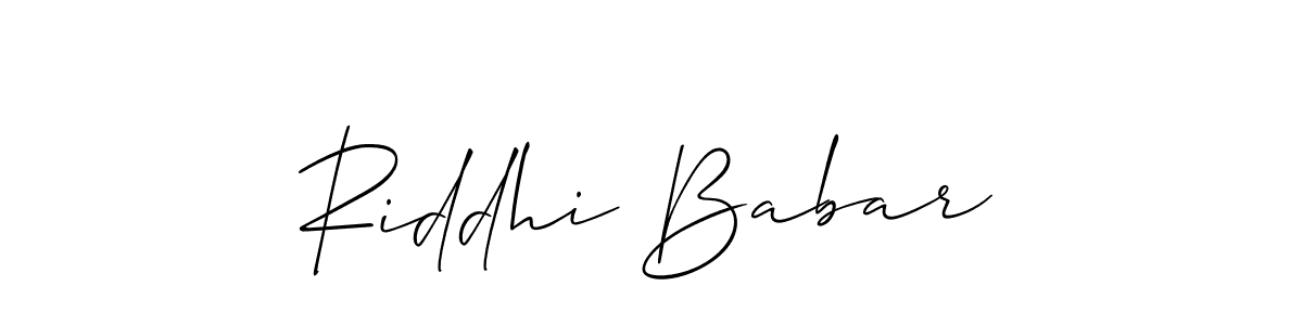 The best way (Allison_Script) to make a short signature is to pick only two or three words in your name. The name Riddhi Babar include a total of six letters. For converting this name. Riddhi Babar signature style 2 images and pictures png