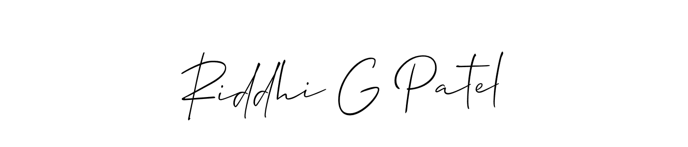 Make a short Riddhi G Patel signature style. Manage your documents anywhere anytime using Allison_Script. Create and add eSignatures, submit forms, share and send files easily. Riddhi G Patel signature style 2 images and pictures png
