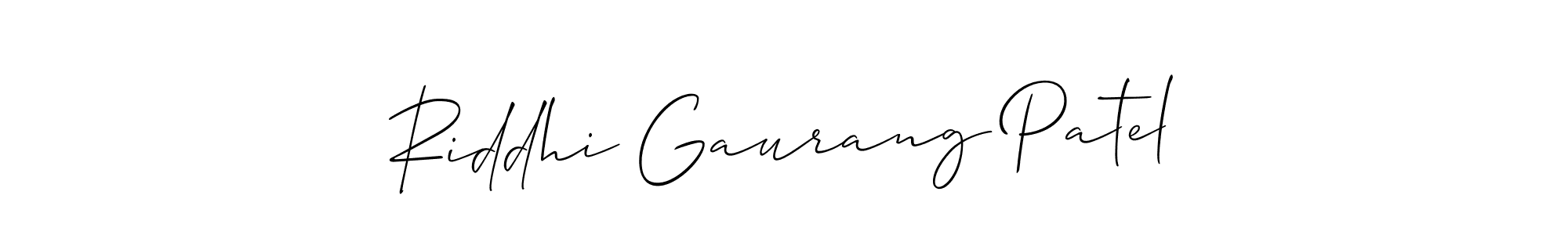 Make a short Riddhi Gaurang Patel signature style. Manage your documents anywhere anytime using Allison_Script. Create and add eSignatures, submit forms, share and send files easily. Riddhi Gaurang Patel signature style 2 images and pictures png