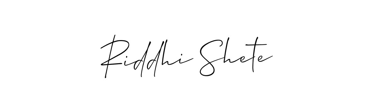 Use a signature maker to create a handwritten signature online. With this signature software, you can design (Allison_Script) your own signature for name Riddhi Shete. Riddhi Shete signature style 2 images and pictures png