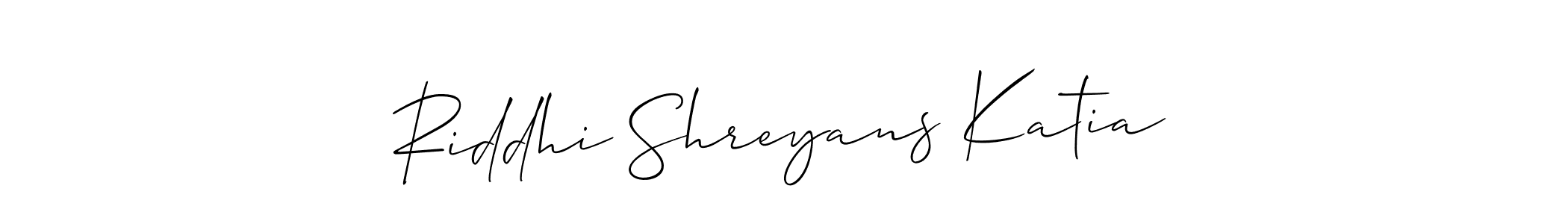 It looks lik you need a new signature style for name Riddhi Shreyans Katia. Design unique handwritten (Allison_Script) signature with our free signature maker in just a few clicks. Riddhi Shreyans Katia signature style 2 images and pictures png