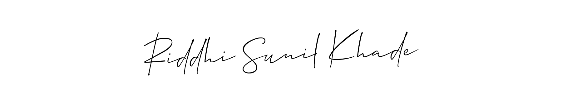 Design your own signature with our free online signature maker. With this signature software, you can create a handwritten (Allison_Script) signature for name Riddhi Sunil Khade. Riddhi Sunil Khade signature style 2 images and pictures png