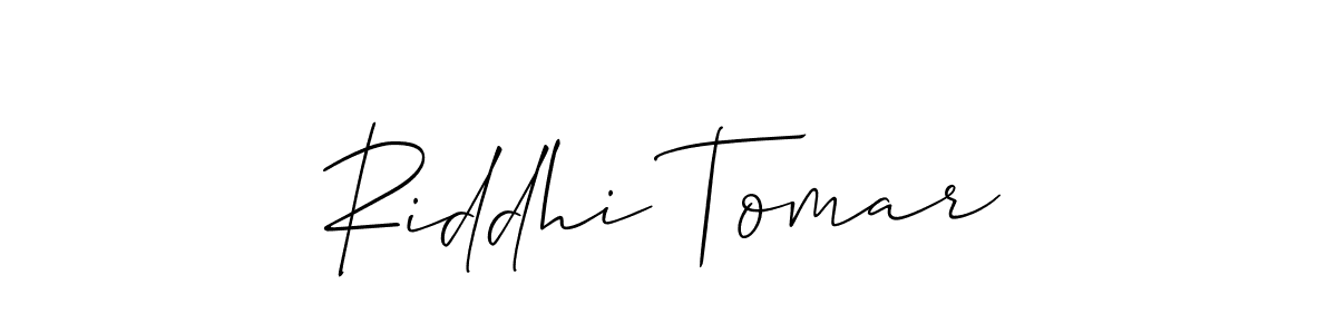 Design your own signature with our free online signature maker. With this signature software, you can create a handwritten (Allison_Script) signature for name Riddhi Tomar. Riddhi Tomar signature style 2 images and pictures png