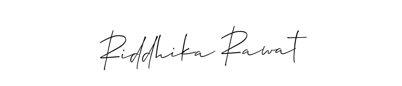 Use a signature maker to create a handwritten signature online. With this signature software, you can design (Allison_Script) your own signature for name Riddhika Rawat. Riddhika Rawat signature style 2 images and pictures png