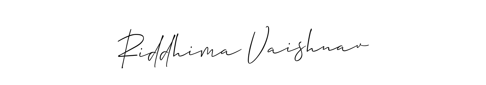 Use a signature maker to create a handwritten signature online. With this signature software, you can design (Allison_Script) your own signature for name Riddhima Vaishnav. Riddhima Vaishnav signature style 2 images and pictures png
