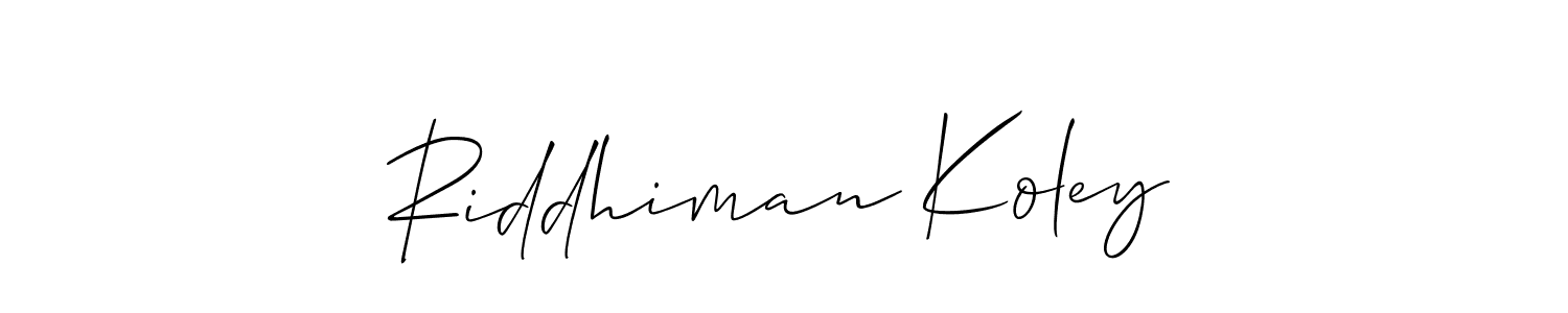 Also You can easily find your signature by using the search form. We will create Riddhiman Koley name handwritten signature images for you free of cost using Allison_Script sign style. Riddhiman Koley signature style 2 images and pictures png