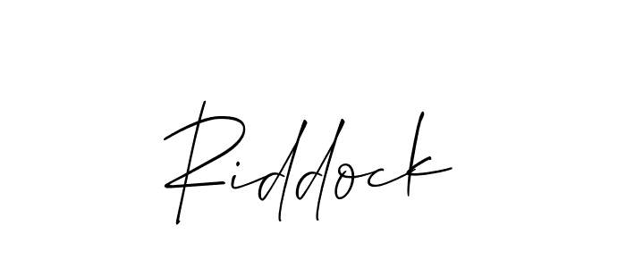 Design your own signature with our free online signature maker. With this signature software, you can create a handwritten (Allison_Script) signature for name Riddock. Riddock signature style 2 images and pictures png